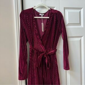 Baltic Born Jada Velvet Wrap Dress in Deep Red NWT